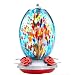 Muse Garden Hummingbird Feeder for Outdoors, Hand Blown Glass, 25 Ounces, Containing Ant Moat, Fireworks