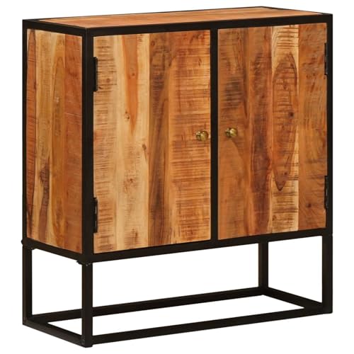 vidaXL Aparador Beta Natural 70 x 30 x 75 cm Madera de Acacia Sólida, Aparador de Estilo Industrial, Gran Capacidad de Almacenamiento, diseño Rectangular, Madera de Acacia, Superficie útil