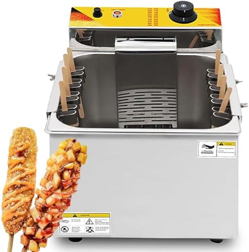 1900W Commercial Deep Fryer - Automatic Corn Dog & Cheese Hot Dog Machine, 12L Electric Fryer for Chips, Snacks & Parties, Ideal for Restaurants & Food Trucks