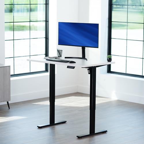 Image of VIVO Electric 48 x 30 in Standing Desk, Memory Height Adjustment, 1B Series, Holds 220 lbs, One-Piece White Top, Black Frame, DESK-KIT-1B5W