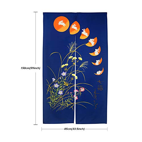 Tapisserie de porte style japonais Noren bleu LIGICKY 90x150cm