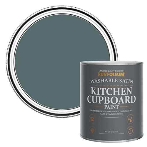 Rust-Oleum Green Scrubbable Kitchen Cupboard Paint in Satin Finish - Deep Sea 750ml
