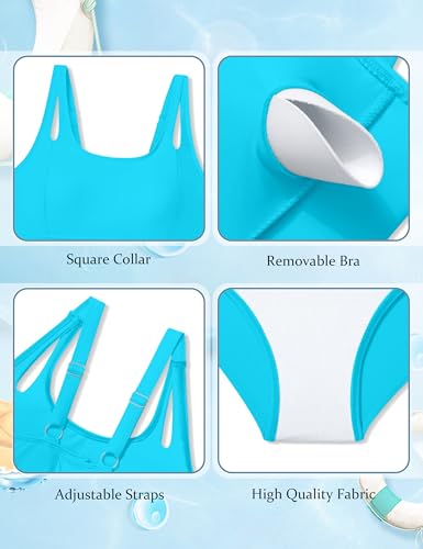 Image of Qaoerde Girls Swimsuit One Piece Swimsuits Cutout Ruched Bathing Suits Adjustable Straps Tie Girls' Swimwear 9-16Y