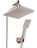 BRIGHT SHOWERS Rain Shower Head with Handheld Spray 5 ft. Shower Hose Combo Includes Wall Mount Suct