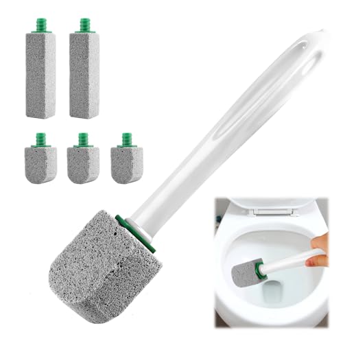 Bimsstein Toilettenreiniger, 5 Stück Bimsstein Toilette Mit 1 Griff, Reinigungsstein für WC, Putzstein, Urinsteinentferner Extra Stark, Badezimmer, Küchen, Schwimmbäder, Zur Entfernung Flecken