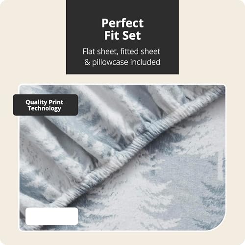 Image of Tahari Home Brushed Flannel 4-Piece Bedding Set, Queen, Tree Gray