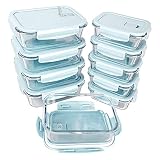 ZRRHOO [10 Packs, 20 Pieces] Glass Food Storage Containers with Lids (Built in Vent), Airtight Meal