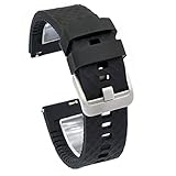 HXH-TEC Quick Release Silicone Watch Bands for Men Women 20mm 22mm - Soft Rubber Replacement Watch Straps - 316L Stainless Steel Buckle - Multiple Colors Smart Watch Bands (Black Silver, 22MM)