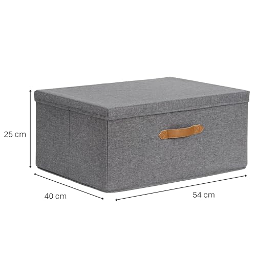LOVE IT STORE IT Premium Aufbewahrungsbox mit Deckel - Box aus Leinen Stoff - Große und stabile Box - Grau - 54x40x25 cm
