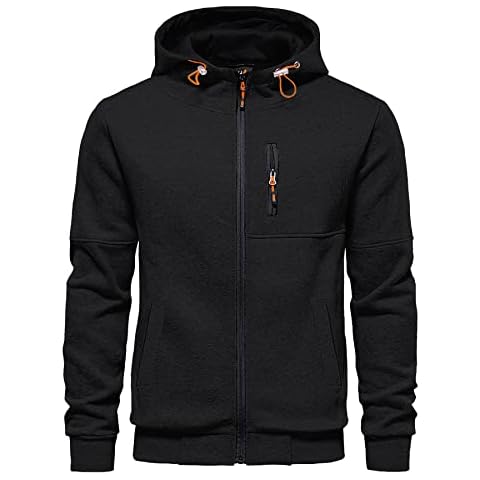 Men's Hoodies Zip Up Long Sleeve Fleece Sweatshirts Hoodies for Men Black L Cover