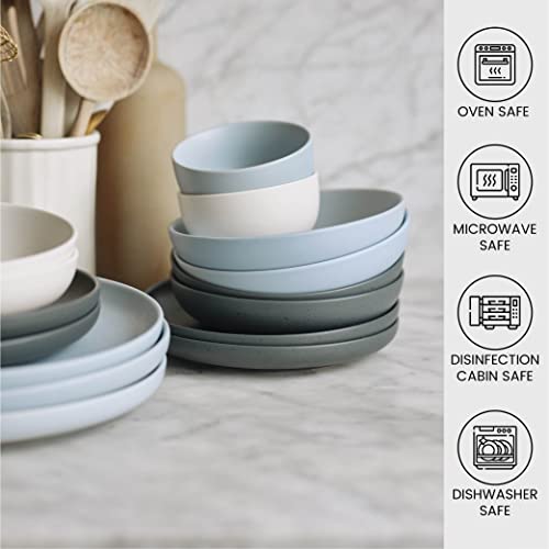 Livingtaste Ceramic Dinnerware, 4-Pack, Dish Set Black Matte 8-Inch Plate Perfect For Kitchen, Patio, Dining Sets… #TOP3