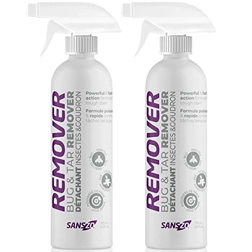 SansZo Bug and Tar Remover - Powerful and Fast-Acting All Purpose Exterior Cleaner & Degreaser - Streak Free Car Detailing Without Scratching, 24 OZ, 2 Pack