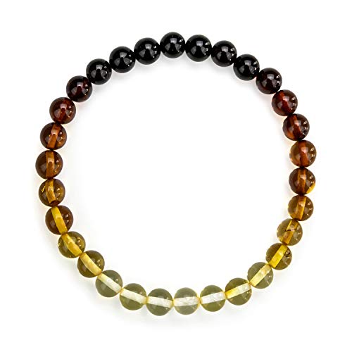 Image of Amber Culture Amber Stretch Bracelet - Handmade 5mm Beads 100% Baltic Natural Baltic Amber Stone - Unisex with Gift Box Multiple Colors