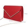 BBjinronjy Sac de soirée pochette pour femme pour fête de mariage, cocktail et bal étudiant, sac à bandoulière en simili daim avec chaîne détachable, rouge, Medium #3