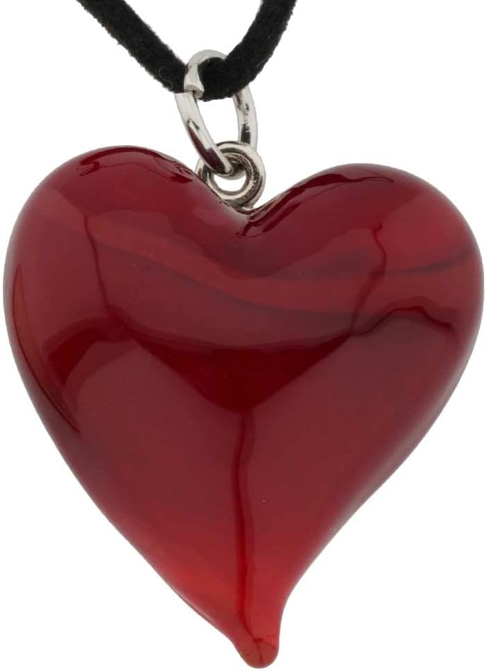 Glass Of Venice Passione Italian Red Murano Glass Heart Pendant Necklace for Women - Handmade Blown Glass Necklace Made in Italy