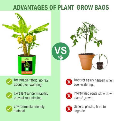 Image of Kingwell grow bags 24X24 inch pack of 5 For Terrace Garden Vegetable Plant Grow Bags Fruits Growing Containers For terrece Gardening