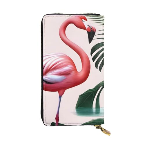 Romantic Flamingo Prints Leather Long Clutch Wallet for Fashionable Girls and Women - Durable, Stylish, and Functional, Black, One Size