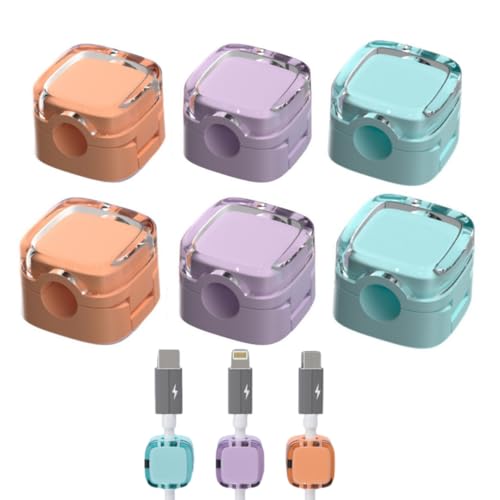 Votvlog 6 Pezzi Portacavi Magnetico con Clip, Organizer per Cavi Magnetico con Adesivo Forte, Supporto da Muro per Cavi, Organizzatore di Cavi da Scrivania per Comodino Famiglia USB (Colori Misti)