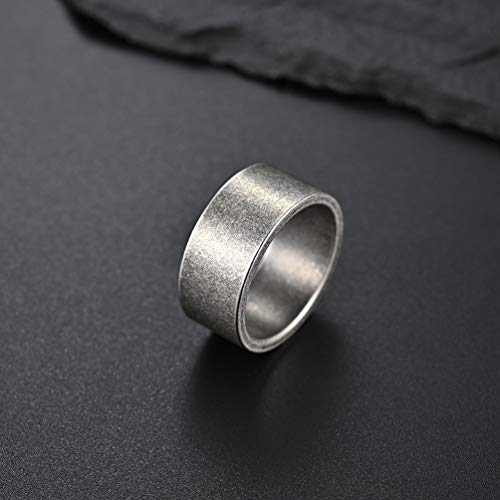 Men's 10mm Wide Ring Silver/Gold/Black/Retro Silver Stainless Steel Matte Brushed Classic Simple Plain Matte Wedding Band Ring for Men size 8-122
