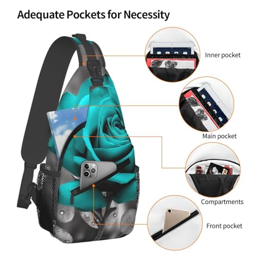 Mochila Sling Crossbody Negra con Diseño Floral miniatura 3