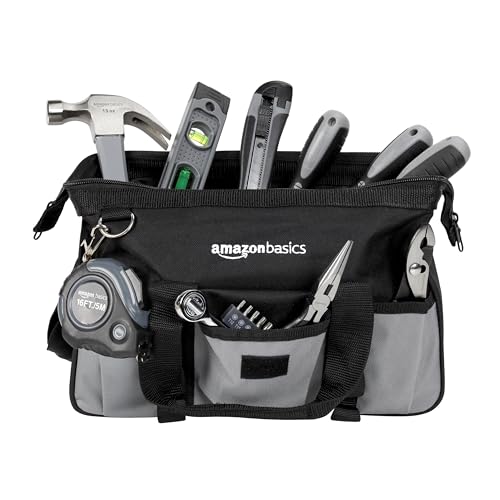 Amazon Basics Juego de herramientas básicas de reparación para el hogar, 65 unidades, con bolsa, plateado, negro - imagen 5