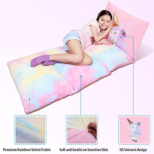 Yoweenton Unicorn Pillow Bed Floor Lounger For Kids Room Decor, Playroom Furniture, Velvet Extra Soft Queen Size Cover Only #TOP2