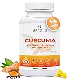 Bandini® Curcuma 120 capsule/4 mesi di fornitura | 700 mg per capsula di Kurkuma al 95% + ...