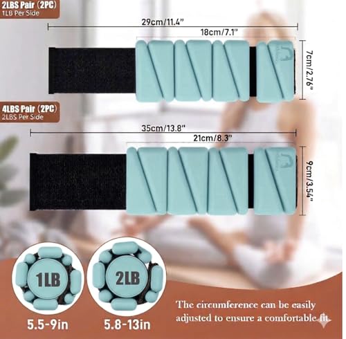 Image of Bodylastics Adjustable Ankle & Wrist Weights 2 lb & 4 lb Pair Combo - Silicone, Sweat-Resistant for Arms & Legs - Perfect for Jogging, Walking, Physiotherapy, Cardio, Yoga & Strength Training