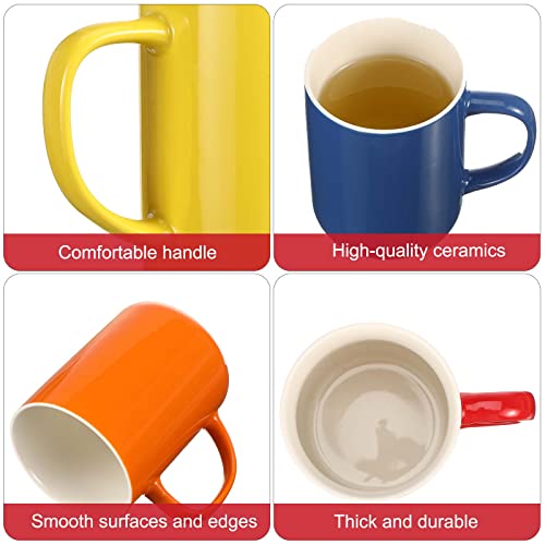 Yinder 12 Pack 16 Oz Large Colored Ceramic Coffee Mugs Set With Handles For Coffee Cappuccino Tea Cocoa Cereal, Dishwasher And Microwave Safe #TOP2