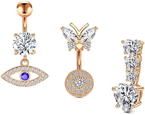 Funseedrr Short Belly Button Ring Set Surgical Steel 14 Gauge 6mm Navel Ear Bars Piercing Jewellery