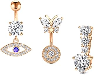 Funseedrr Short Belly Button Ring Set Surgical Steel 14 Gauge 6mm Navel Ear Bars Piercing Jewellery
