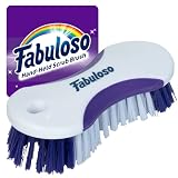 Fabuloso Cleaning Brush, Compact Hand Scrub Brush with Easy Grip Rubber Texture for Kitchen, Bathroom, Tile, Baseboards and Floors, Firm Bristles for Indoor Surface Cleaning, White & Purple, 6 Inch