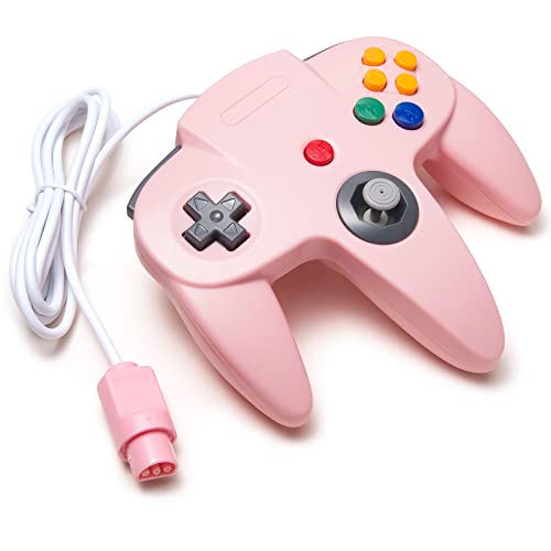 Image of 2 Pack Classic N64 Controller, kiwitata Retro N64 Remote Gaming Joystick Wired Gamepad Controller for N64 System Video Games Console Pink