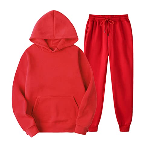 Sweat à capuche sport et running Kiioouu rouge L, idéal pour vos sessions de course en extérieur
