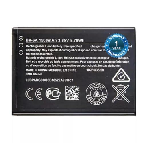 Image of Original BV-6A Battery for Nokia 8110 4G / Banana 2060 3606 5250 C5-03 (1500mAH) Battery with 1 Year Warranty** (SEPAI85)