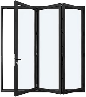Aluminum Folding Patio Doors 96x80 Inch 3-Panel Black Finish