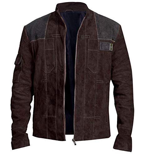 Mens Brown Star Movie Space Solitary Cosplay Costume Suede Leather Jacket