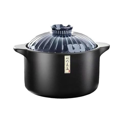CHPINDAM 3.2 Quart Ceramic Casserole,with Lid Ceramic Pot,Heat-Resistant Round Stew Pot Soup Pot for cook bibimbap, soup, rice, stew, casserole (Blue3.2QT) Cover
