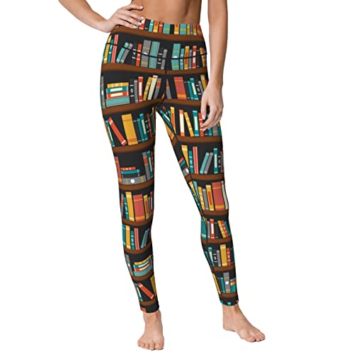 Bookshelf Women's Yoga Pants Capri Leggings High Waist Tights Skinny Pants Black