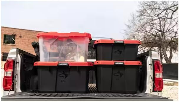 Pro Grip Black Storage Tote with Red Lid, 57 Gallon Capacity, Wheeled Container