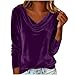 Fall Winter Velvet Tops for Women 2026 Fashion Cowl Neck Shirts Casual Long Sleeve Solid Color Blouses Loose T-Shirts