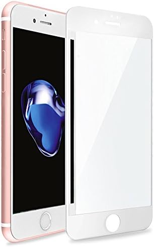 Betemp iPhone 8 3D Full Coverage Tempered Glass, [PET Frame] [Edge to Edge Crash Protection] Curved [Scratch Proof] [Bubble Free] Tempered Glass Screen Protector Film for Apple iPhone 8 - White