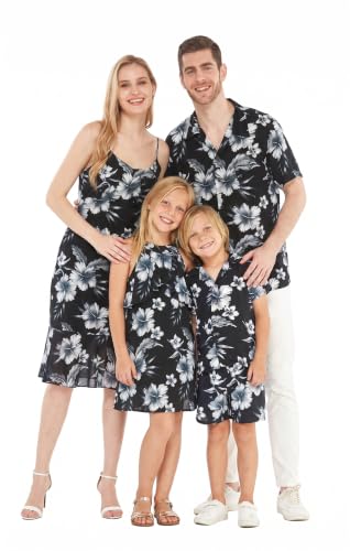 Image of Hawaii Hangover Family Matching Hawaiian Clothes, Midnight Bloom | Family matching Hawaiian outfits, Midnight Bloom, lightweight rayon, machine washable, tropical floral print, luaus, cruises