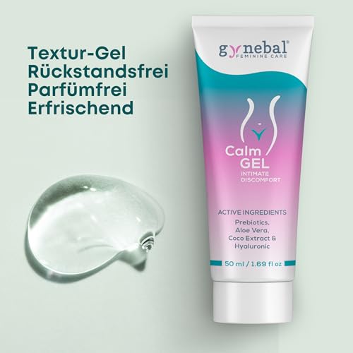 GYNEBAL CALM Intim-Gel mit PRÄBIOTIKA – Hydratisierendes Gel gegen Vaginale Trockenheit, Juckreiz, Beschwerden und zur Unterstützung der Scheidenflora – Zur Äußeren Anwendung für Frauen (50 ml)