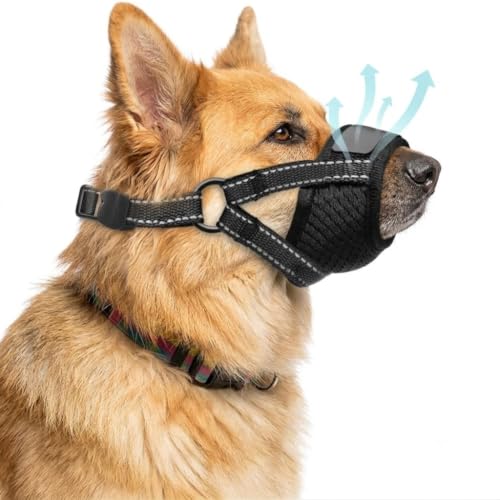 Image of Dog Muzzle Medium Sized Dogs - Soft Muzzle for Medium Sized Dog with Air Mesh | Adjustable Dogs Muzzles to Stop Biting Barking and Chewing that Allows Panting Drinking | Perfect for Small to Large