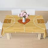 YoCosy Cute Orange Sport Basketball Heart Rectangle Tablecloth 60x120 inch Washable Polyester Table
