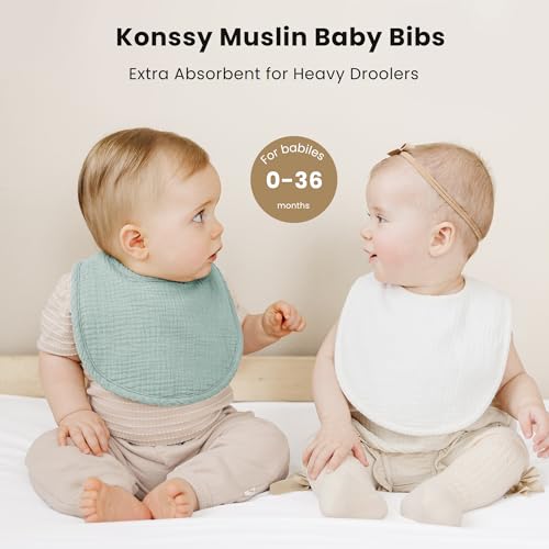 Konssy CHUNSE-WEIDOU-2DAI Muslin Baby Bibs 8 Pack Baby Bandana Drool Bibs Cotton thumb #2