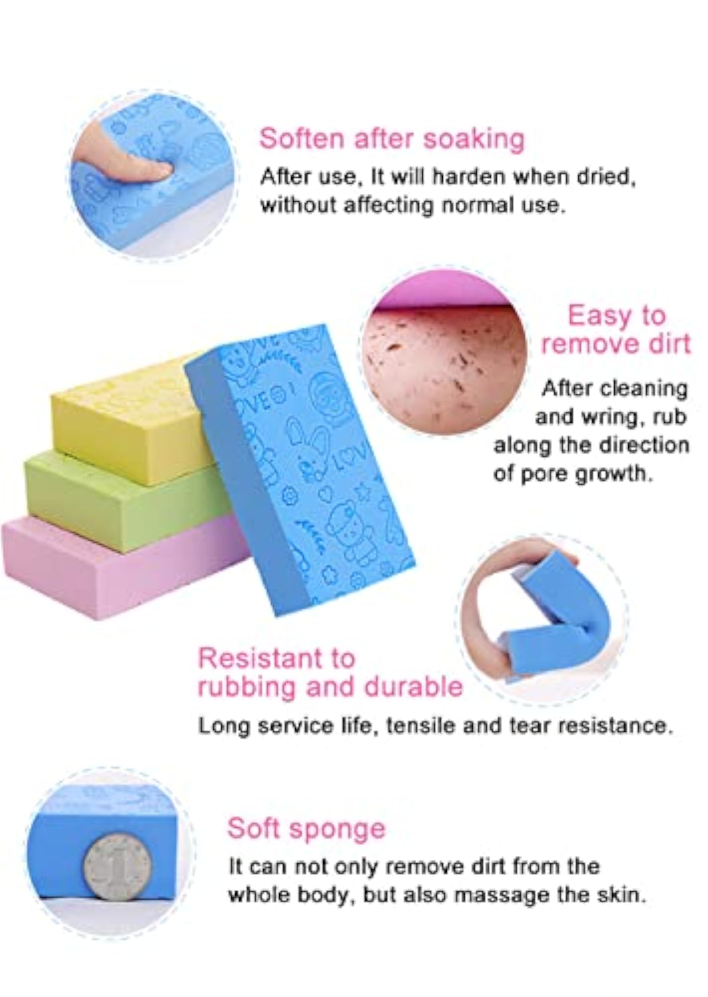 Soft Exfoliating Sponge for Kids, Bath Scrubber