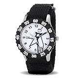 Disney Jack Skellington Kids Watch for Boys Ages 3–7 – Time-Teaching Watch Featuring Character Dial – Great Gift for Halloween Fans – Black Bezel and Black Fabric Strap with Velcro Closure