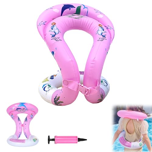 Gxlaihly Gilet da nuoto gonfiabile,Gilet da piscina galleggiante,Gilet da Nuoto,Gilet Piscina Galleggiante con fibbia di sicurezza regolabile,con 1 pompa d'aria manuale,Accessori Piscina (Rosa, L)